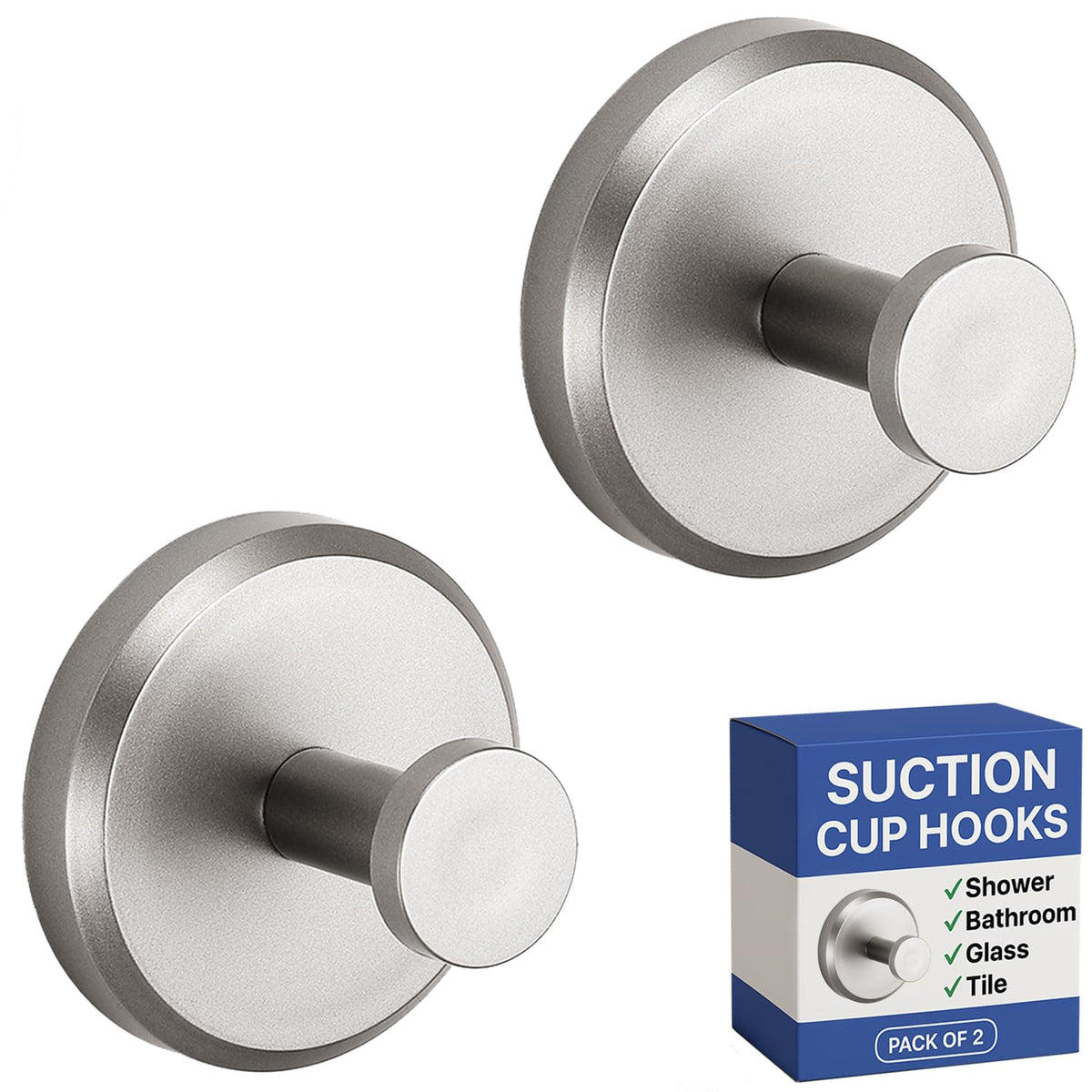 HOME SO Suction Cup Hooks for Shower & Bathroom Towel Holder 4-Pack Gold