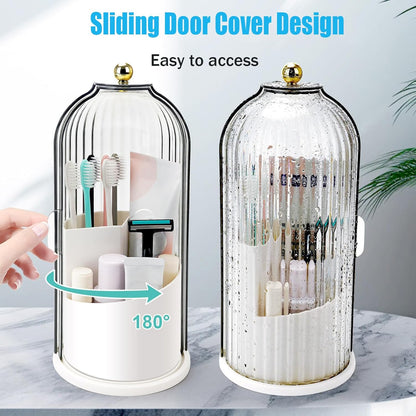 Concealed Toothbrush Holder, Rotating Bathroom Organizer Countertop