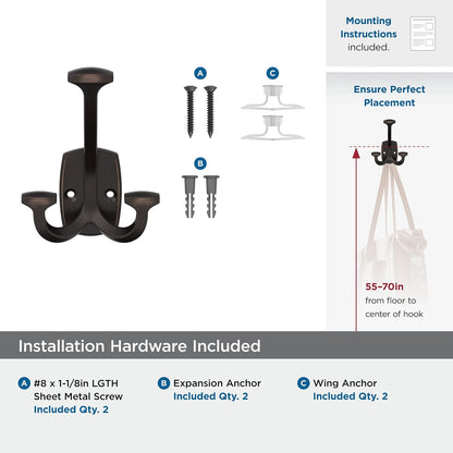 Amerock Vicinity Triple Prong Oil-Rubbed Bronze Wall-Mounted Hook