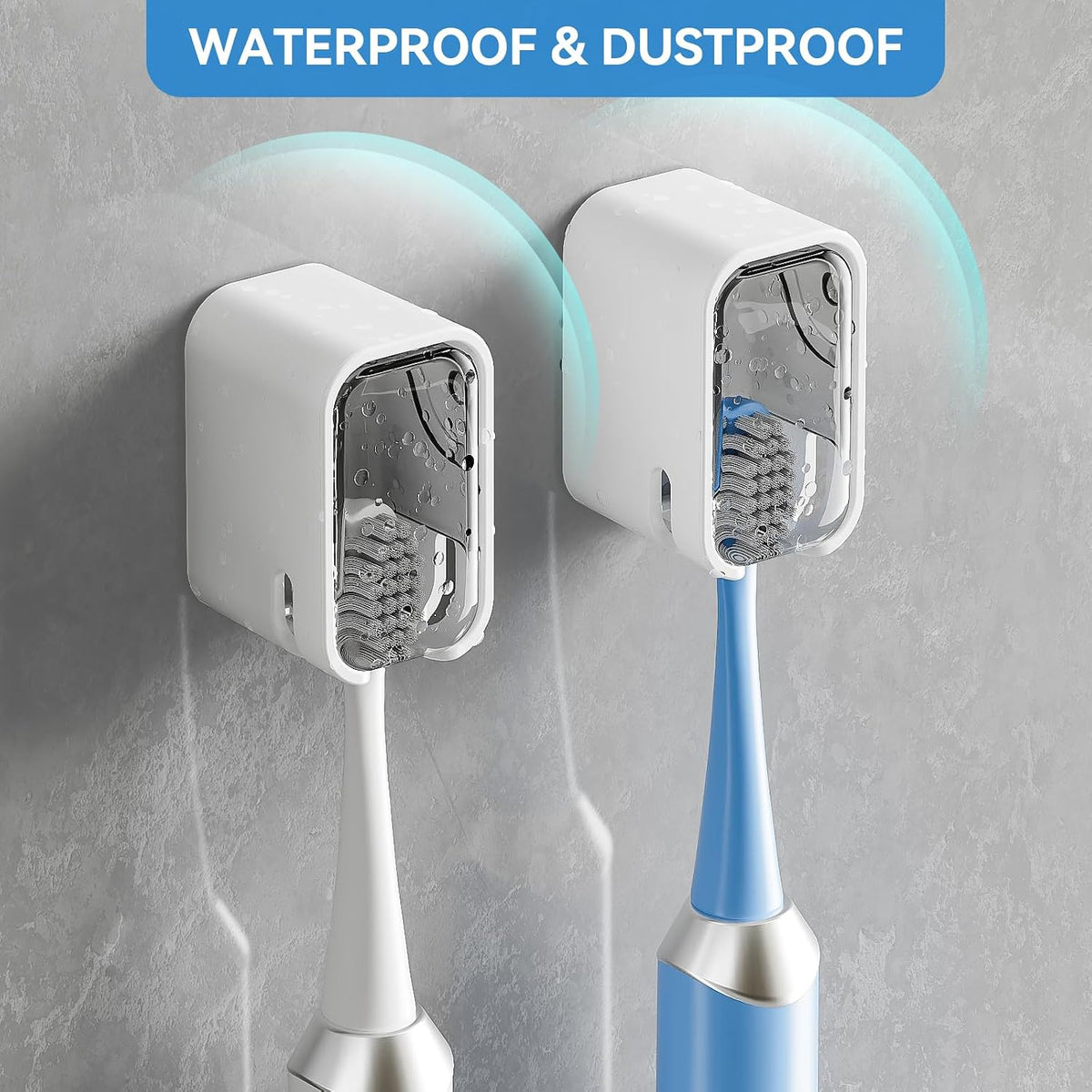 MOPMS Single Slot Toothbrush Holders Wall Mounted with Cover for Bathrooms