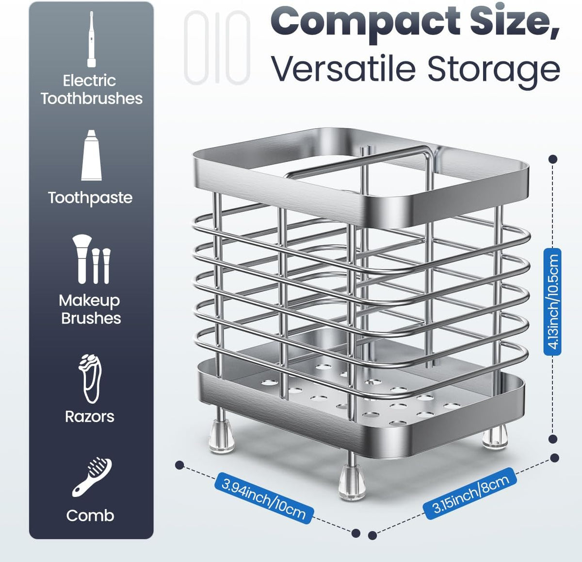 Luxspire Toothbrush Holders for Bathroom, Stainless Steel, 2 Slots, Silver