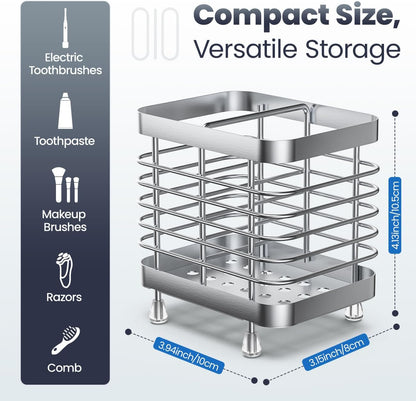 Luxspire Toothbrush Holders for Bathroom, Stainless Steel, 2 Slots, Silver