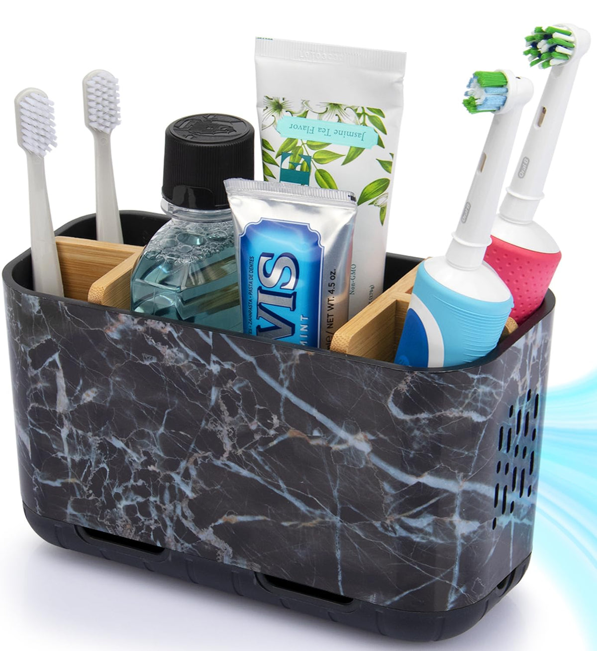 GFWARE White Toothbrush Holder, 5 Slots Bathroom Storage Organizer