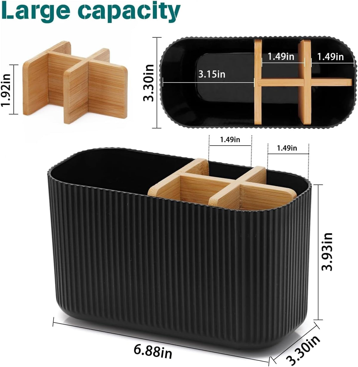 GFWARE Black Toothbrush Holder, 5 Slots Bathroom Organizers and Storage