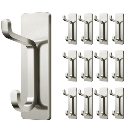 pickpiff 13LB Strong Stick-on Hooks for Coat & Towel, Brushed Nickel 4 Pack