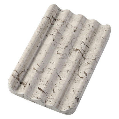 Koville Natural Marble Soap Dish for Shower, Stone Soap Tray for Bathroom, Bar Soap Holder for Sink, Stripe Grooves Saver Stone Dish Tray Keep Bars Dry Easy Clean(Palissandro Classico)