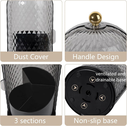 Toothbrush Holder with Cover for Bathroom Countertop, Organizer, Black