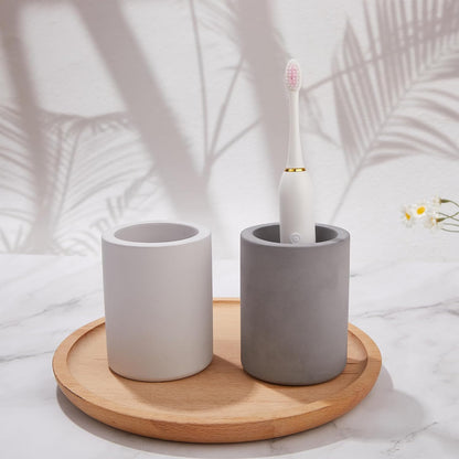 Drying Stone Toothbrush Holder, Diatomite Toothbrush Holders for Bathroom Counter, Quick Drying Electric Toothbrush and Toothpaste Holder Bathroom Organizer, Light Grey