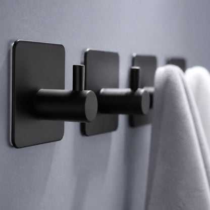 DELITON 26lb Heavy Duty Adhesive Towel Hooks, No-Damage 4 Pack Matte Black
