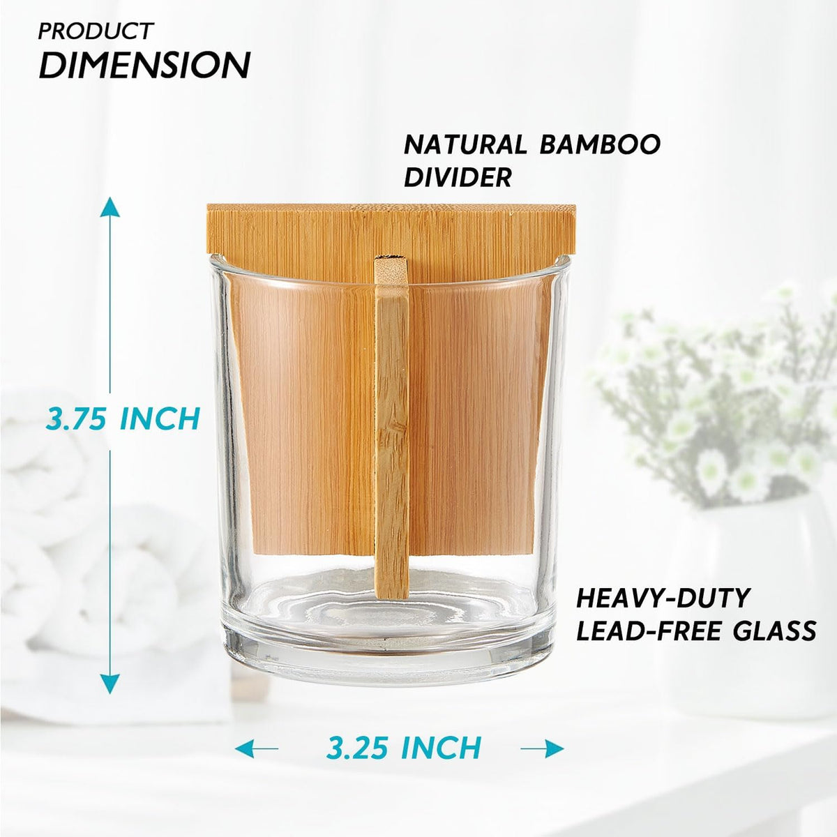 Glass Toothbrush and Toothpaste Holder with Bamboo Divider for Bathroom Countertop, Toothbrush Organizer Stand for Bathroom Vanity Countertops - 1 Pack
