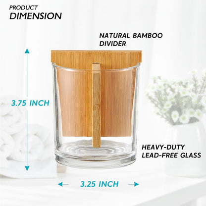 Glass Toothbrush and Toothpaste Holder with Bamboo Divider for Bathroom Countertop, Toothbrush Organizer Stand for Bathroom Vanity Countertops - 1 Pack