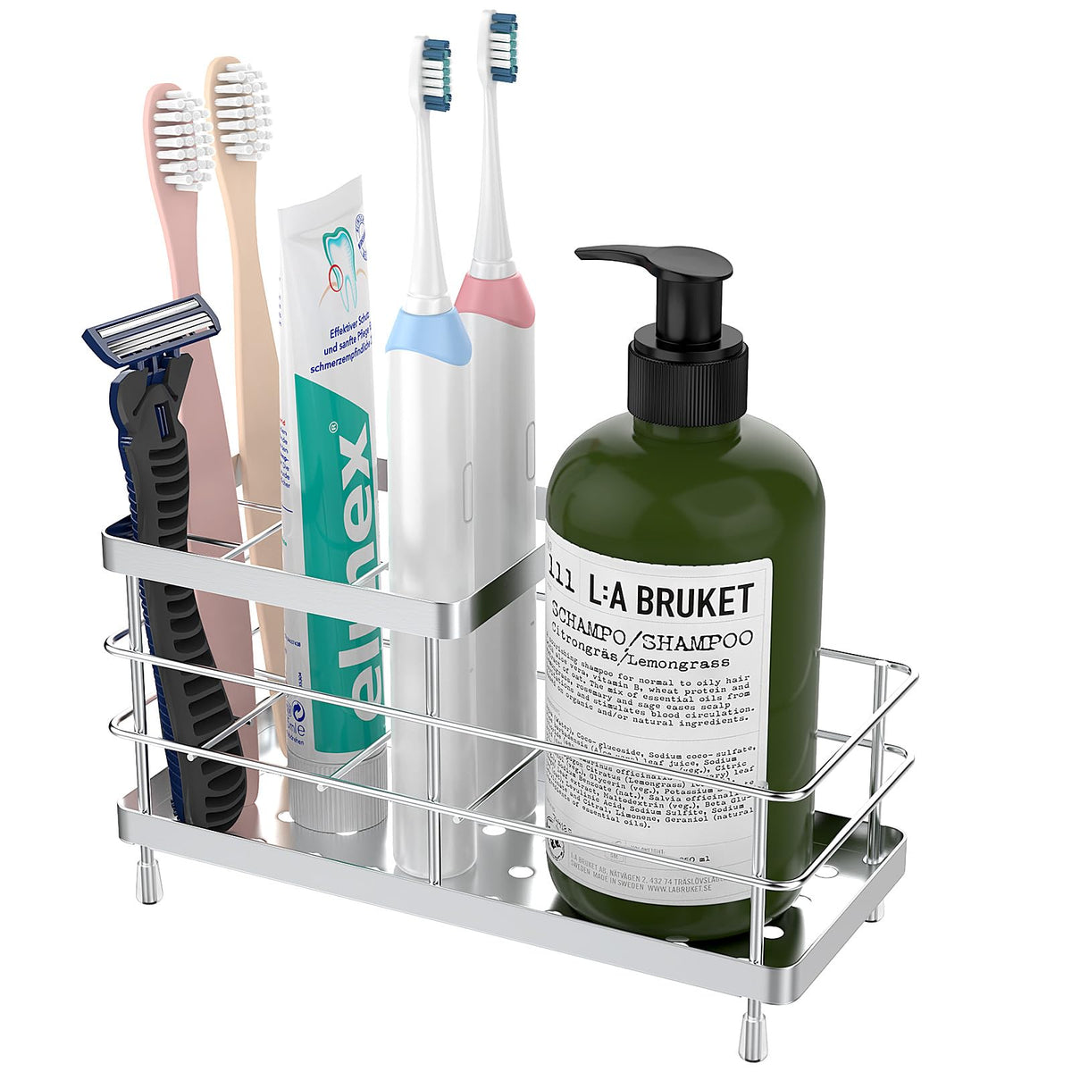 Luxspire Toothbrush Holders for Bathroom, Stainless Steel, 2 Slots, Silver