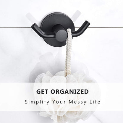 MARMOLUX ACC - Black Bathroom Hooks for Towels | Modern Black Hooks, Double Robe & Towel Hooks Ideal as Bathroom Towel Holder, Shower Wall, Kitchen Hand Towel Holder - Shower Hook