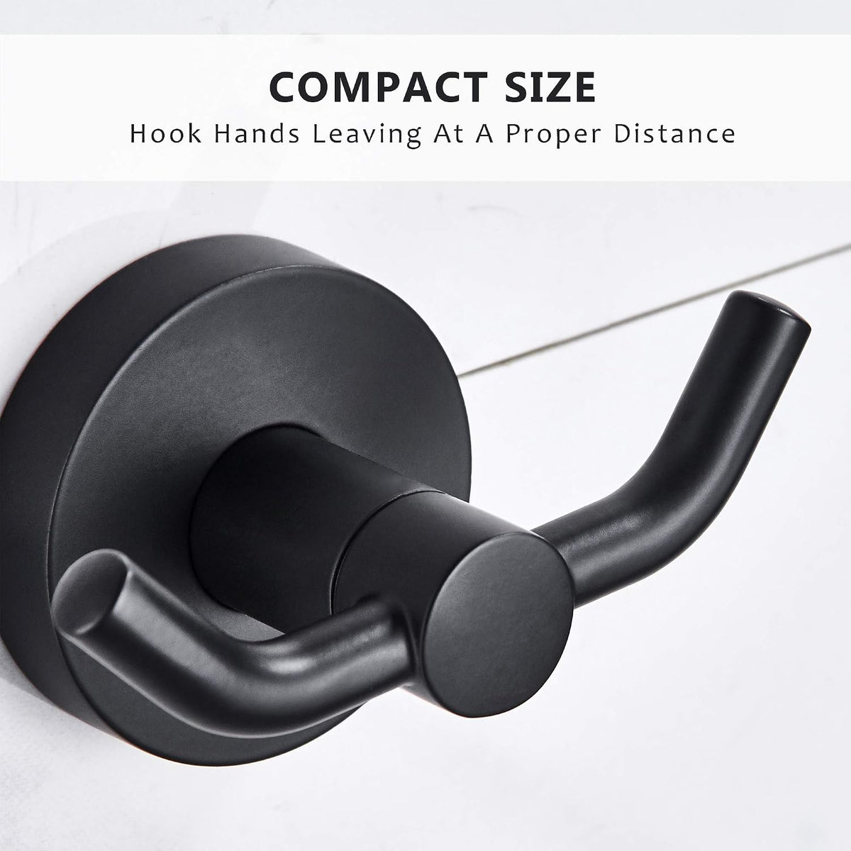MARMOLUX ACC - Black Bathroom Hooks for Towels | Modern Black Hooks, Double Robe & Towel Hooks Ideal as Bathroom Towel Holder, Shower Wall, Kitchen Hand Towel Holder - Shower Hook