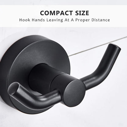 MARMOLUX ACC - Black Bathroom Hooks for Towels | Modern Black Hooks, Double Robe & Towel Hooks Ideal as Bathroom Towel Holder, Shower Wall, Kitchen Hand Towel Holder - Shower Hook