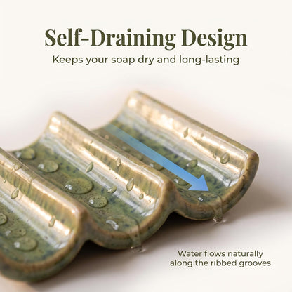 Ceramic Soap Dish, Draining Bar Soap Holder for Shower & Bathroom