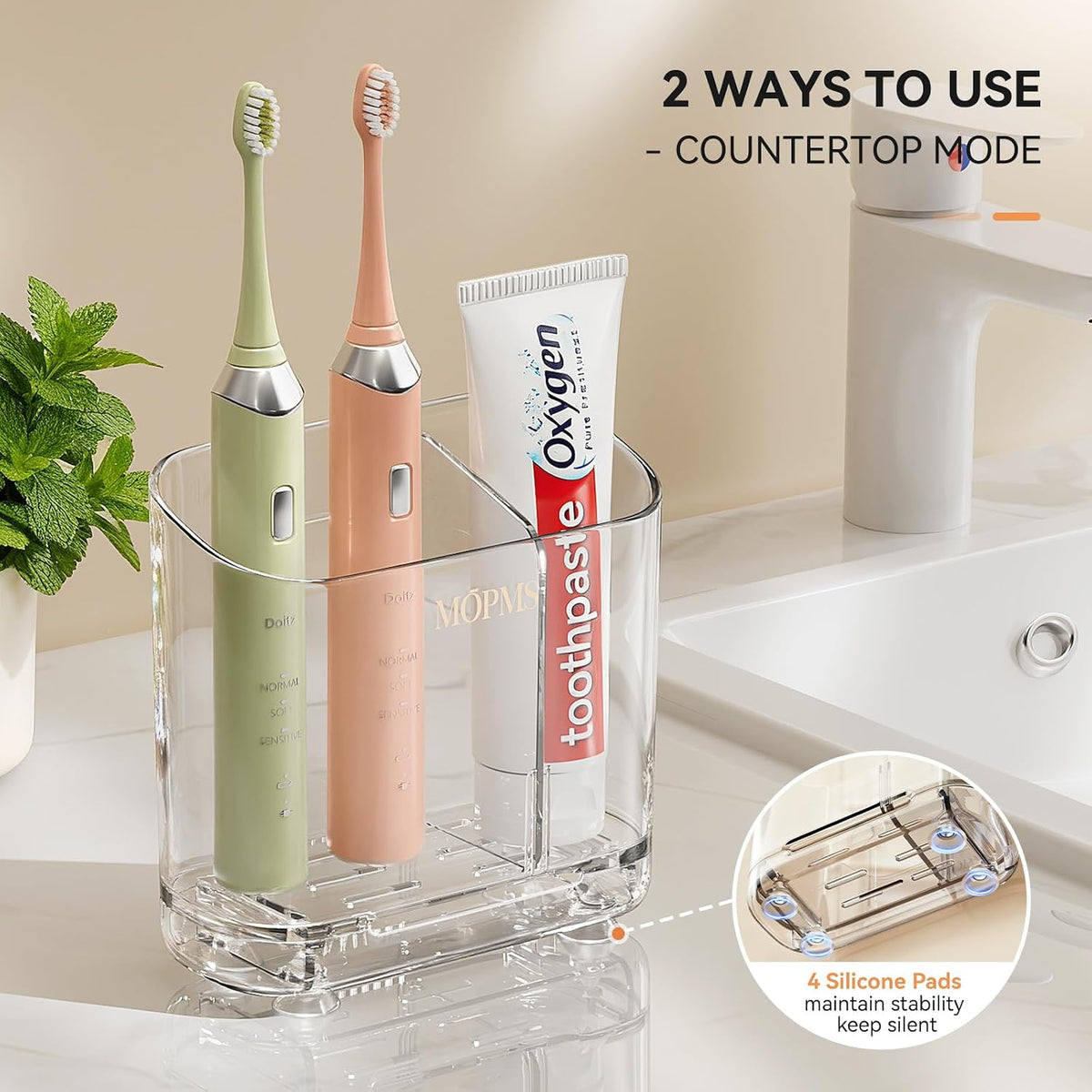 MOPMS Toothbrush Holders with Drainage for Bathrooms Countertop Organizer