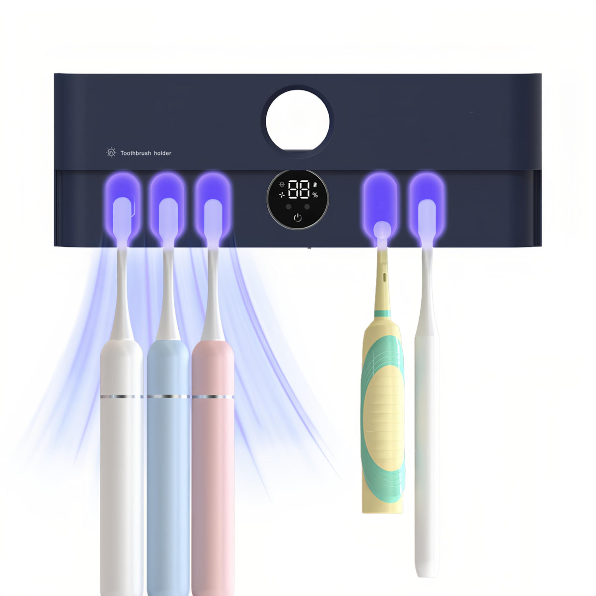 Toothbrush Holder and Cleaner Razor Holder and Dryer Auto Open/Close Cover Rechargeable Wall-Mounted Suitable for Most Toothbrushs