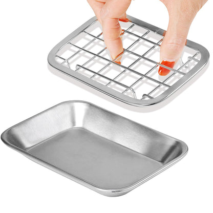 SheeChung Soap Dish for Bathroom Kitchen, Stainless Steel Soap Holder Tray