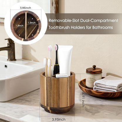 Toothbrush Holder for Bathrooms,Toothbrush Holders,Acacia Wood