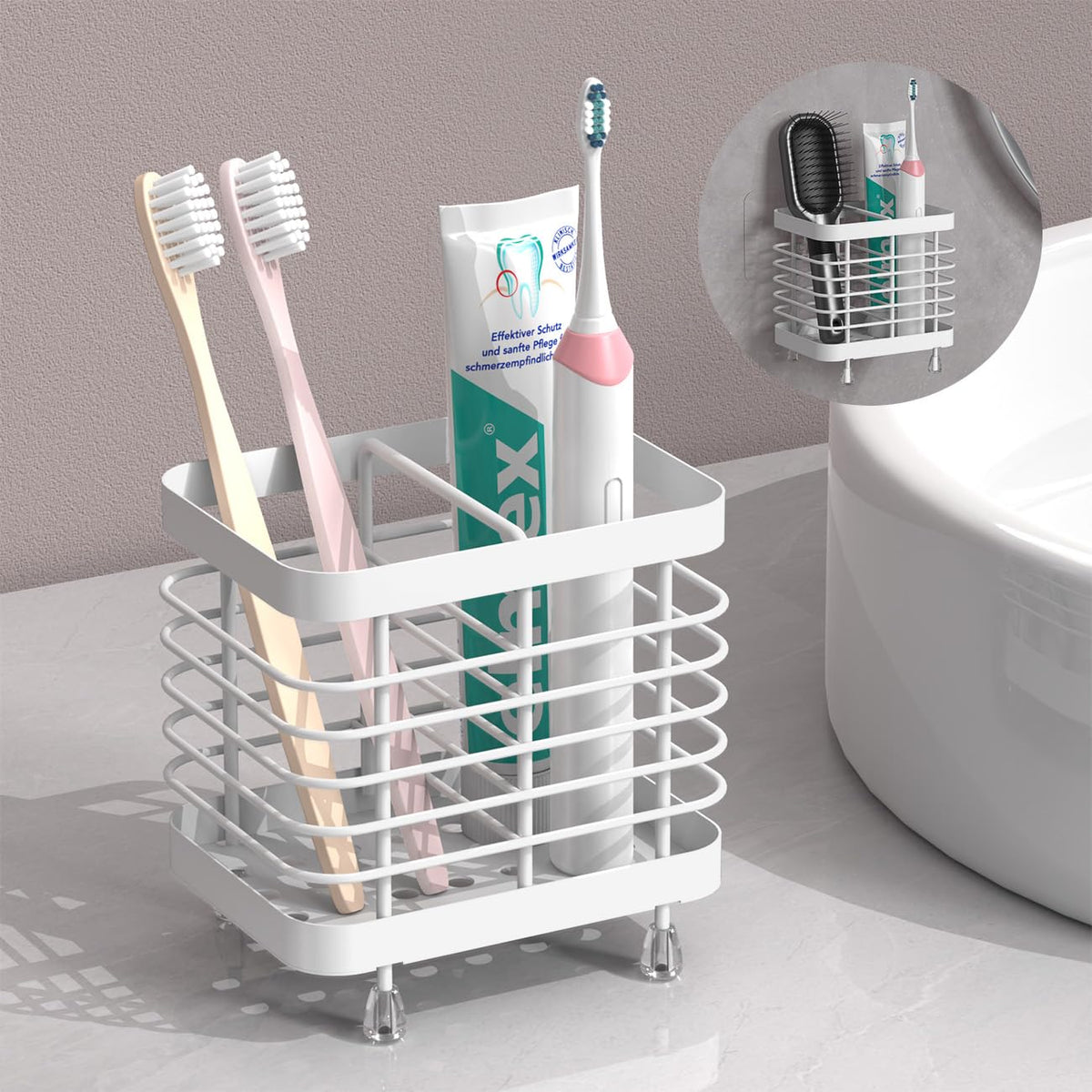 Luxspire Toothbrush Holders for Bathroom, Stainless Steel, 2 Slots, Silver