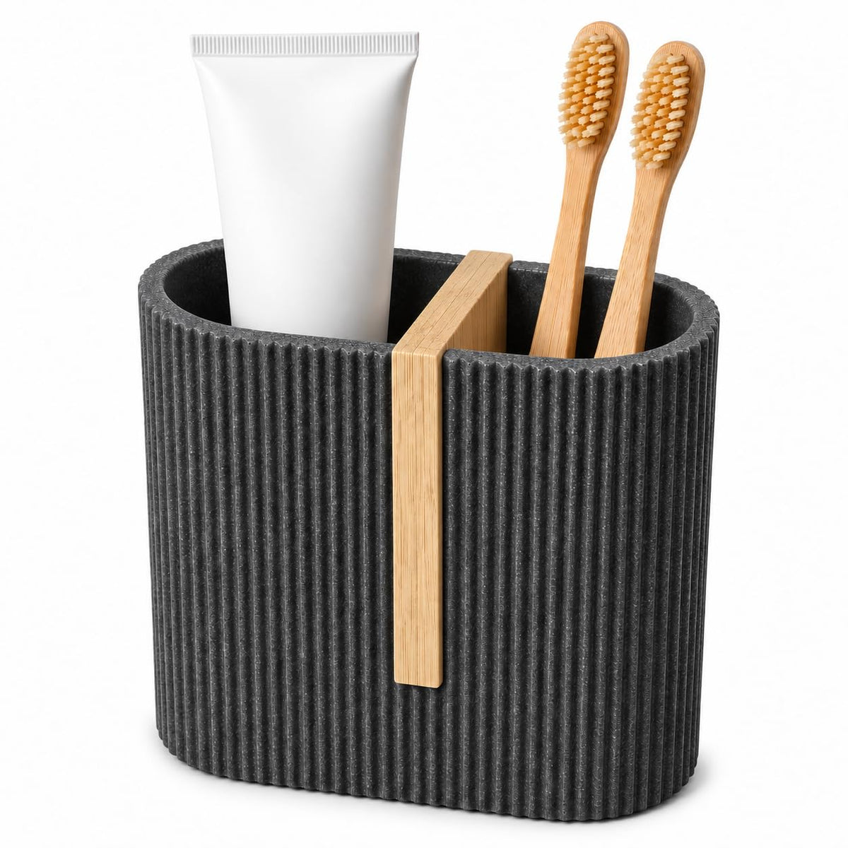 Toothbrush Holders for Bathroom, Bamboo Electric Toothbrush Stand, White