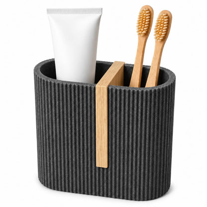Toothbrush Holders for Bathroom, Bamboo Electric Toothbrush Stand, White