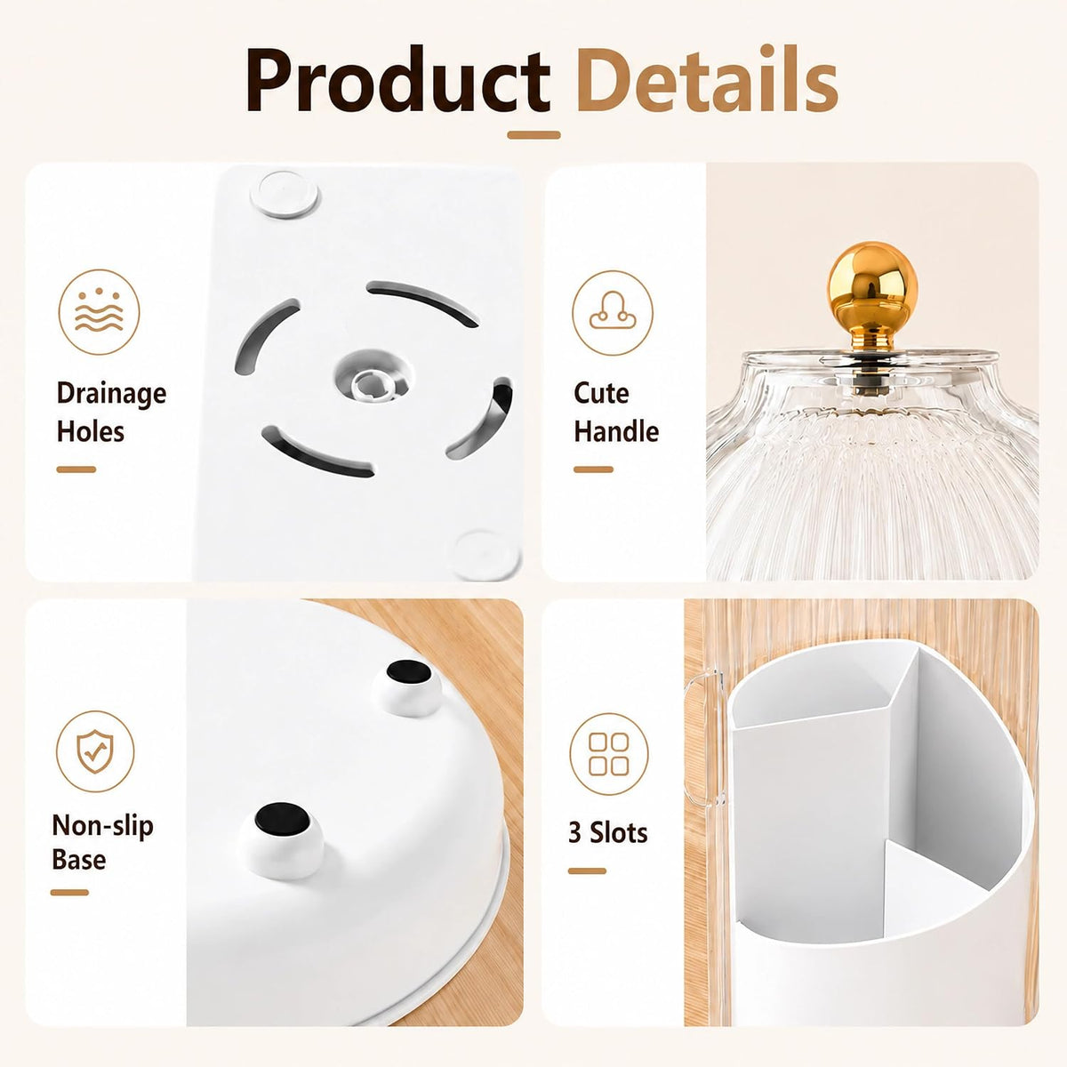 Toothbrush Holders with Cover Toothpaste Organizer for Bathroom, White
