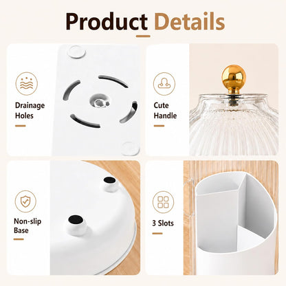 Toothbrush Holders with Cover Toothpaste Organizer for Bathroom, White