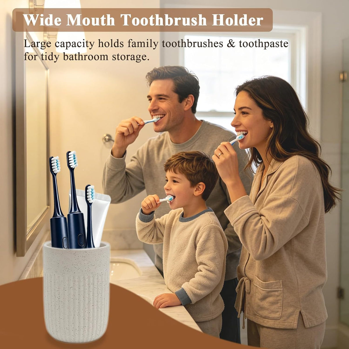 White Toothbrush Holder for Bathroom Ceramic Toothbrush Cup