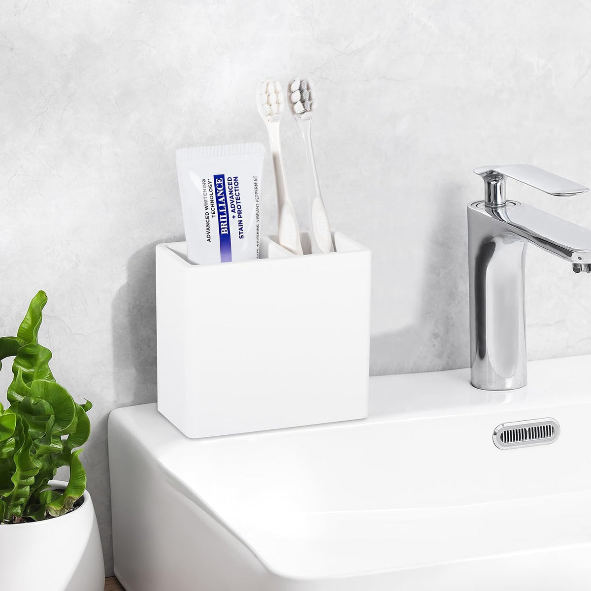 Diatomite Toothbrush Holder Toothpaste Organizer, White