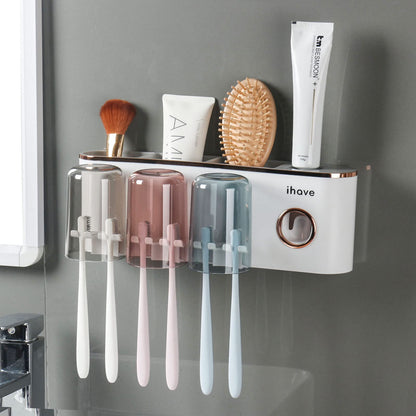 iHave Toothbrush Holders for Bathrooms Wall Mounted with Dispenser & 3 Cups