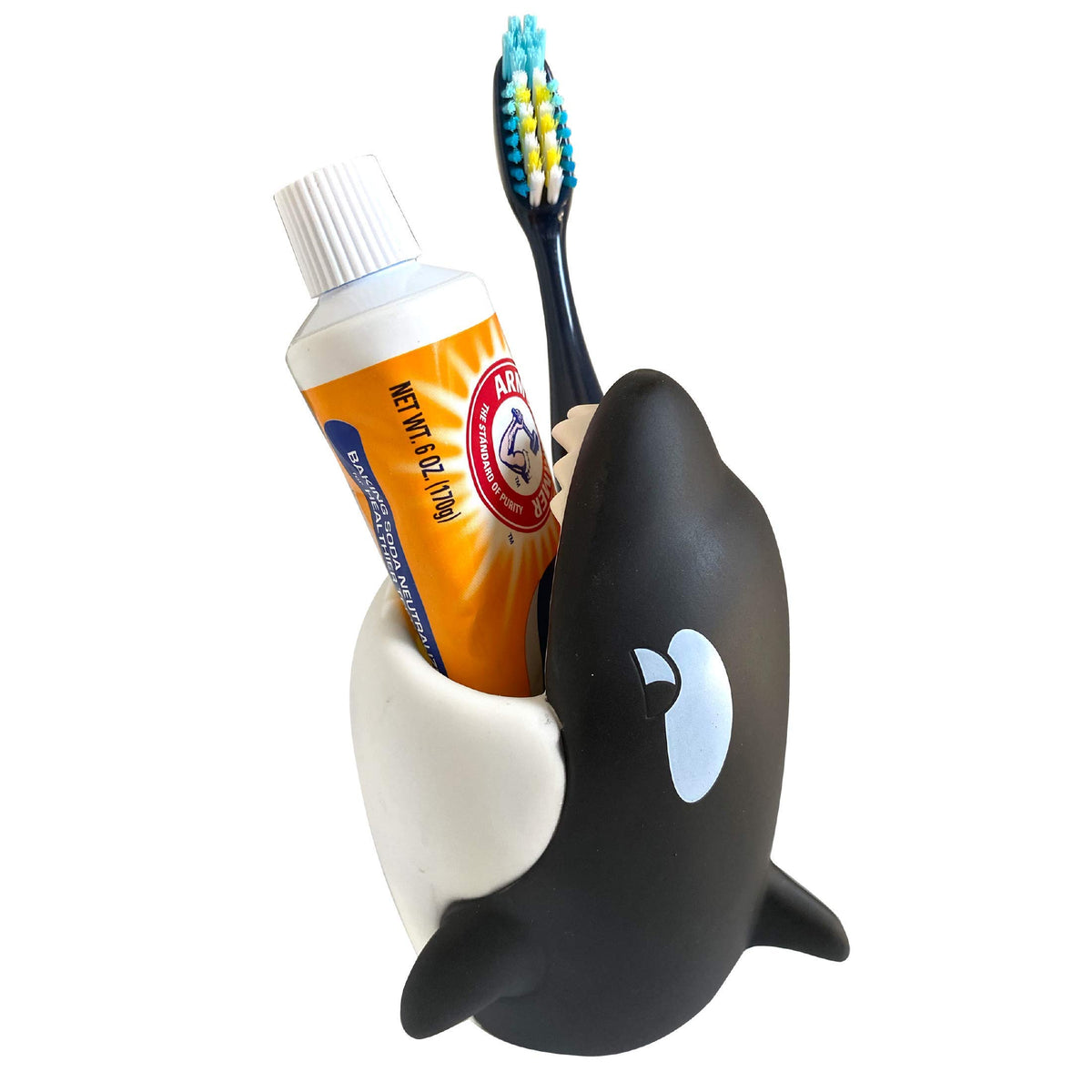 Kids Toothbrush Holder Toothbrush Organizer – Durable Silicone Animal Tooth Brush Holder – Easy to Clean Toothbrush and Toothpaste Holder – Toothbrush Holders for Bathrooms by Lily’s Home - Shark