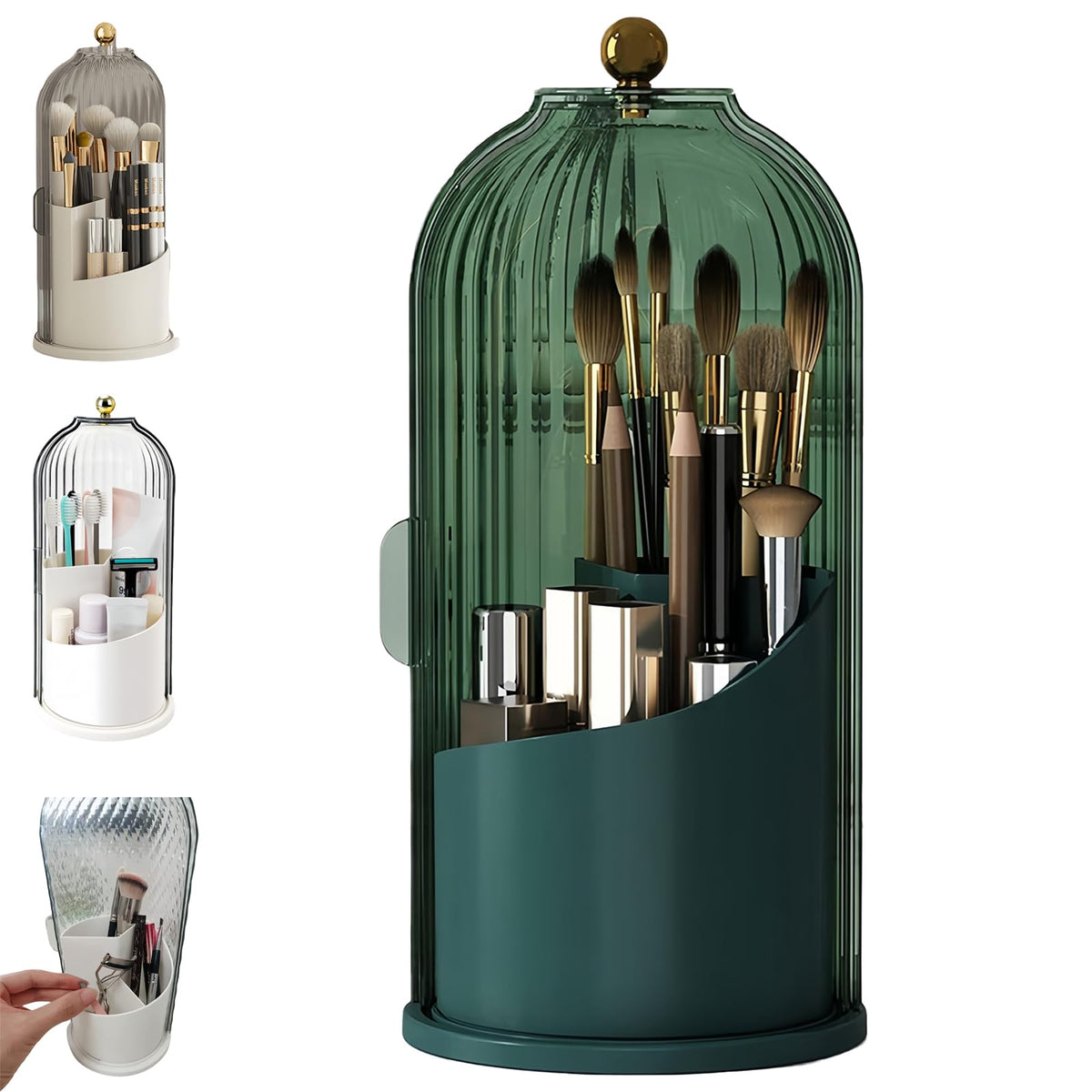 Concealed Toothbrush Holder, Rotating Bathroom Organizer Countertop