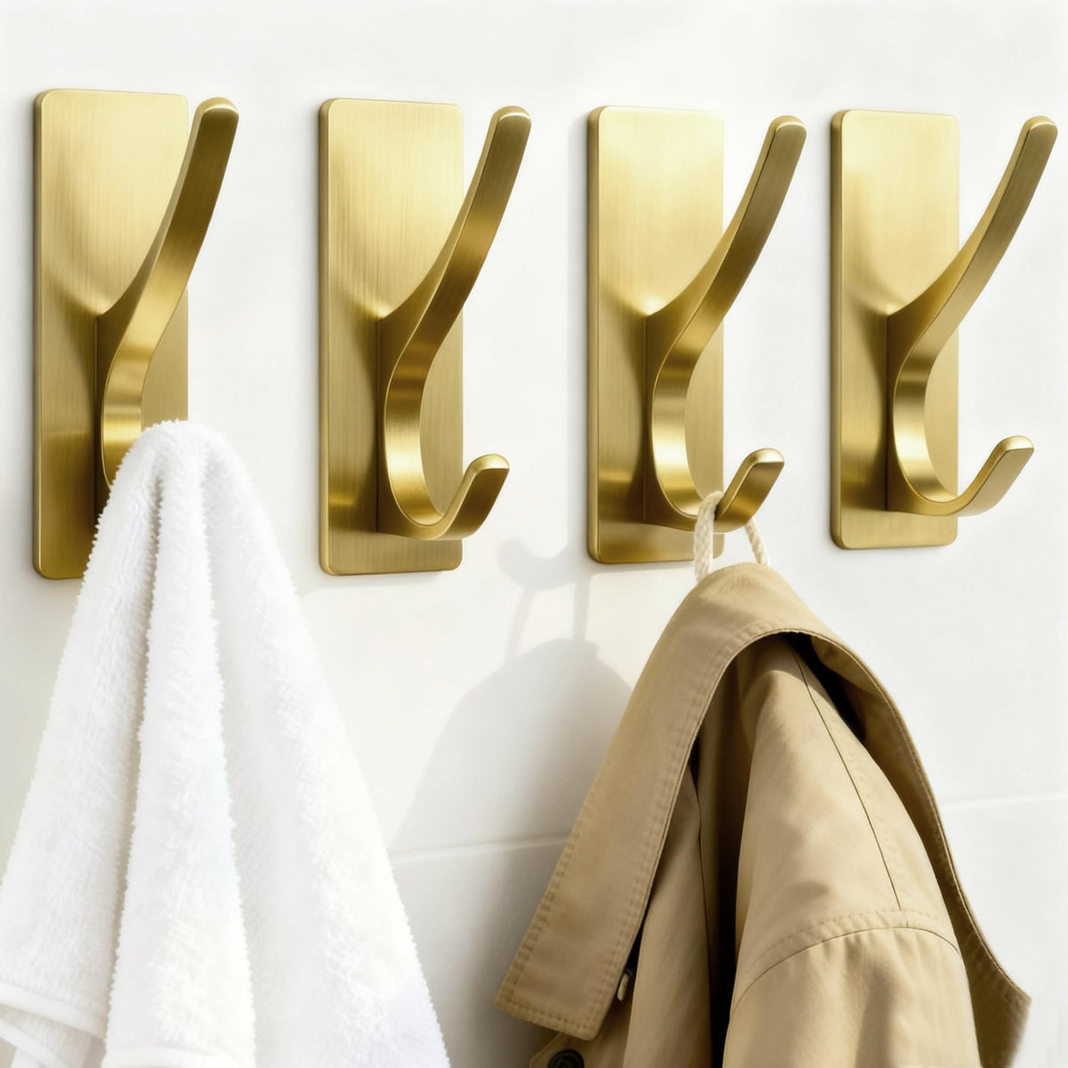 pickpiff Brush Nickel Self-Adhesive Hook, 13LB Hanger for Coat/Towel, 4 Pcs