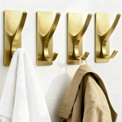 pickpiff Brush Nickel Self-Adhesive Hook, 13LB Hanger for Coat/Towel, 4 Pcs