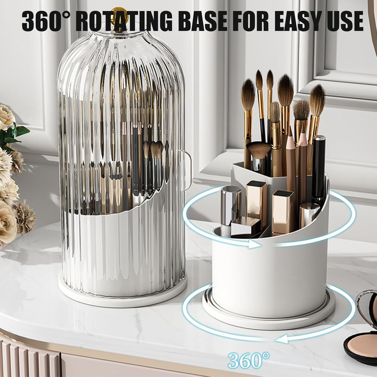 Concealed Toothbrush Holder, Rotating Bathroom Organizer Countertop