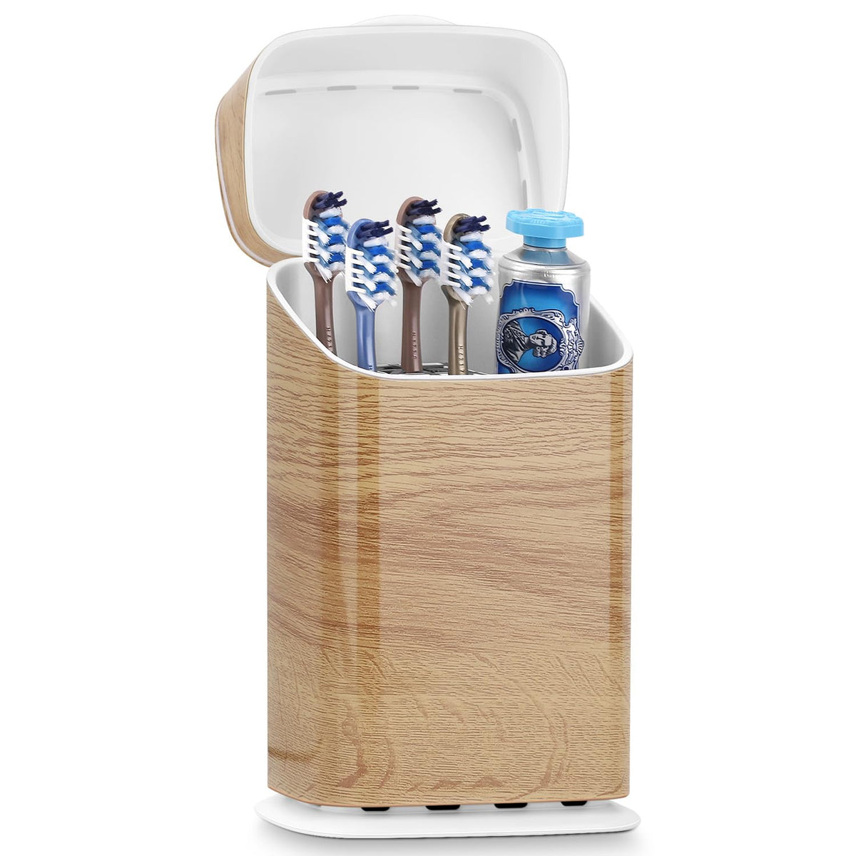 GFWARE Bathroom Toothbrush Holder with Cover, Ventilated & Drainage, Silver