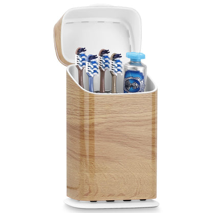 GFWARE Bathroom Toothbrush Holder with Cover, Ventilated & Drainage, Silver