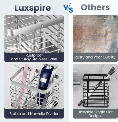 Luxspire Toothbrush Holders for Bathroom, Stainless Steel, 2 Slots, Silver
