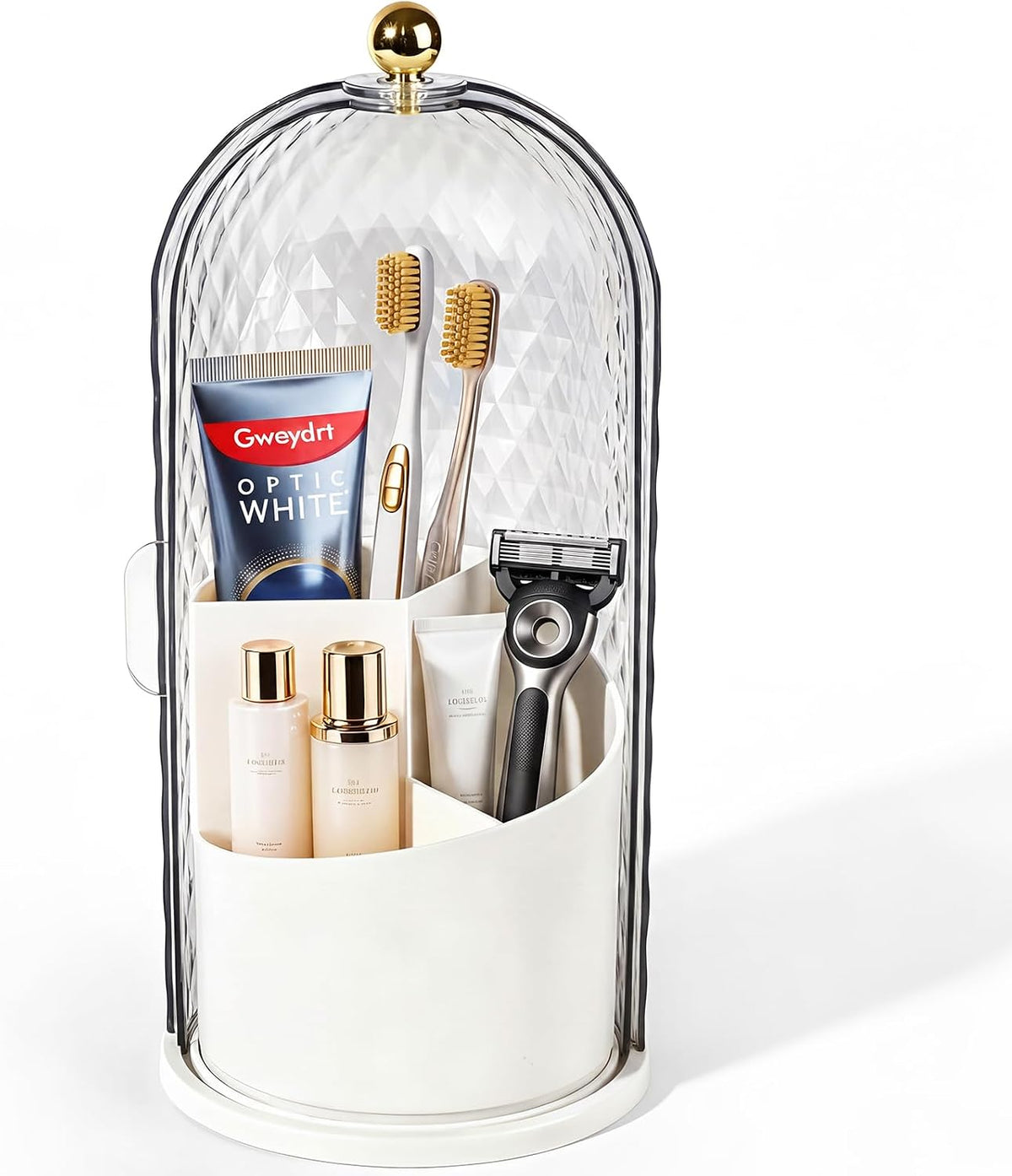 3 Slots Rotating Toothbrush Holders with Lid for Bathroom