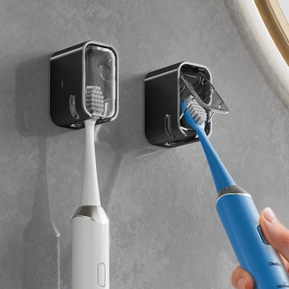 MOPMS Single Slot Toothbrush Holders Wall Mounted with Cover for Bathrooms