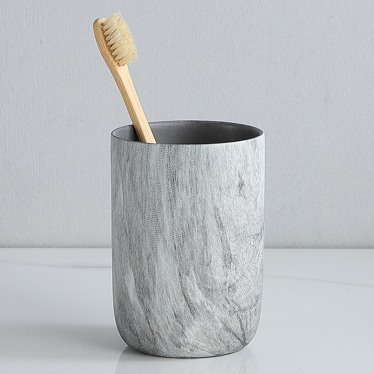 Toothbrush Holders for Bathrooms - 2 Cups Ceramic Toothbrush Toothpaste Holders Set, White Bathroom Tumbler Cups Reusable Toothbrush Mouthwash Cup, Bathroom Counter Organizer
