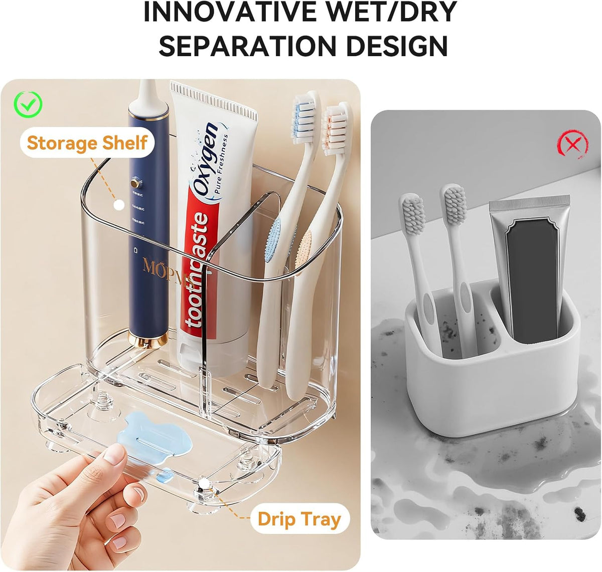 MOPMS Toothbrush Holders with Drainage for Bathrooms Countertop Organizer