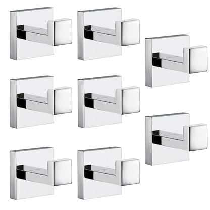 Towel Hooks for Bathrooms, Brushed Nickel Towel Hook for Kitchen Bathroom, SUS304 Stainless Steel Coat Hook, Square Heavy Duty Holder Robe Hooks for Hanging Towels, Coats, sponges, Wall Mount, 4 Pack