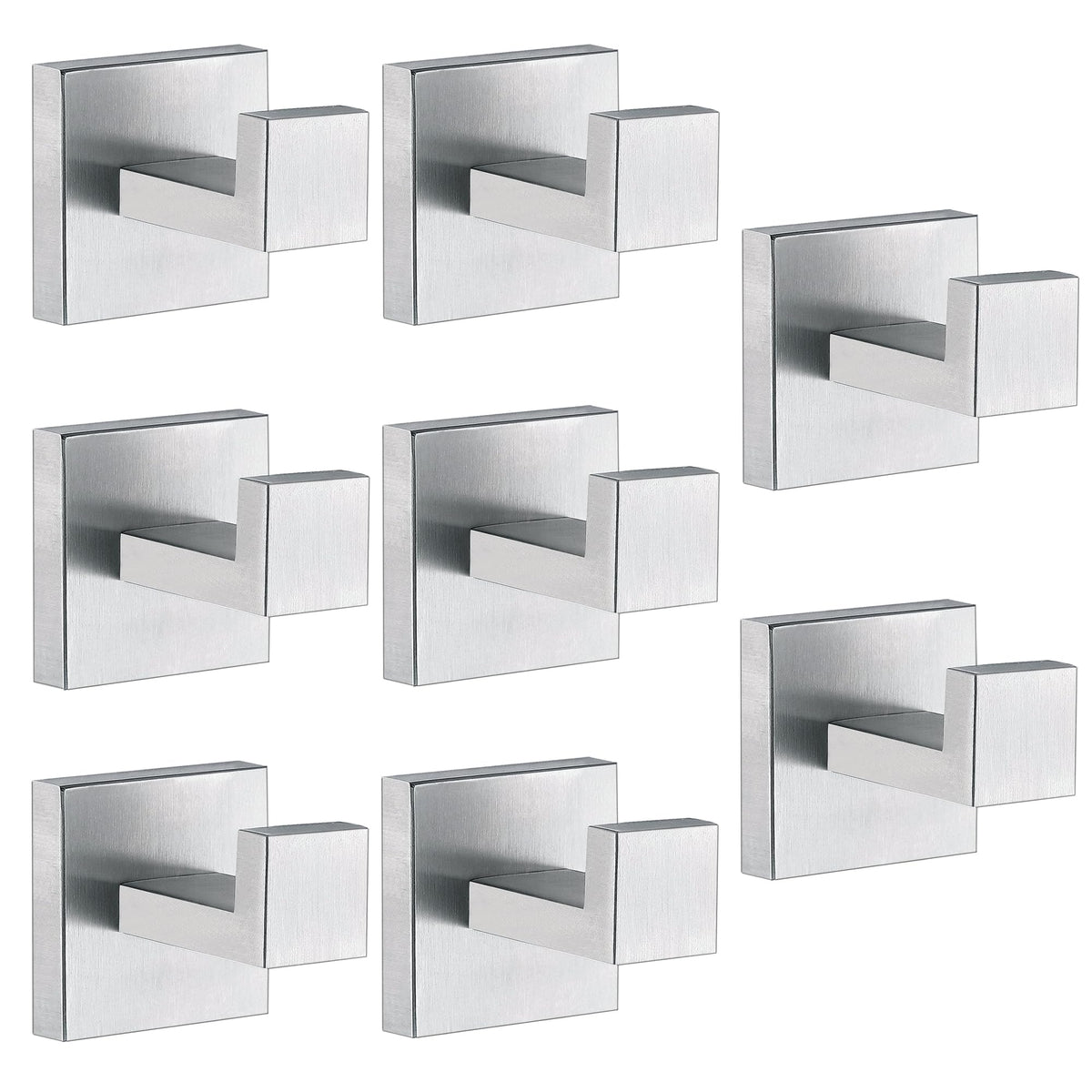 Towel Hooks for Bathrooms, Brushed Nickel Towel Hook for Kitchen Bathroom, SUS304 Stainless Steel Coat Hook, Square Heavy Duty Holder Robe Hooks for Hanging Towels, Coats, sponges, Wall Mount, 4 Pack