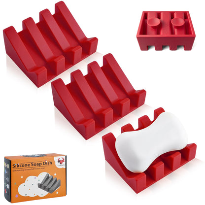 Soap Dish Holder for Shower with Suction Cup, Silicone Soap Holder & Saver Self-Draining Bar Soap Dish Keeps Soap Dry for Bathroom, Kitchen, Bathtub, Extends Soap Life (White-1Pack)