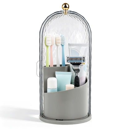 Toothbrush Holder with Cover for Bathroom Countertop, Organizer, Black