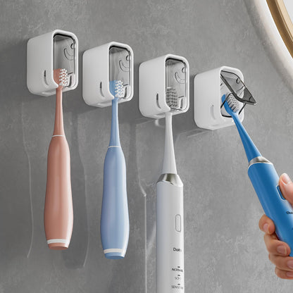 MOPMS Single Slot Toothbrush Holders Wall Mounted with Cover for Bathrooms