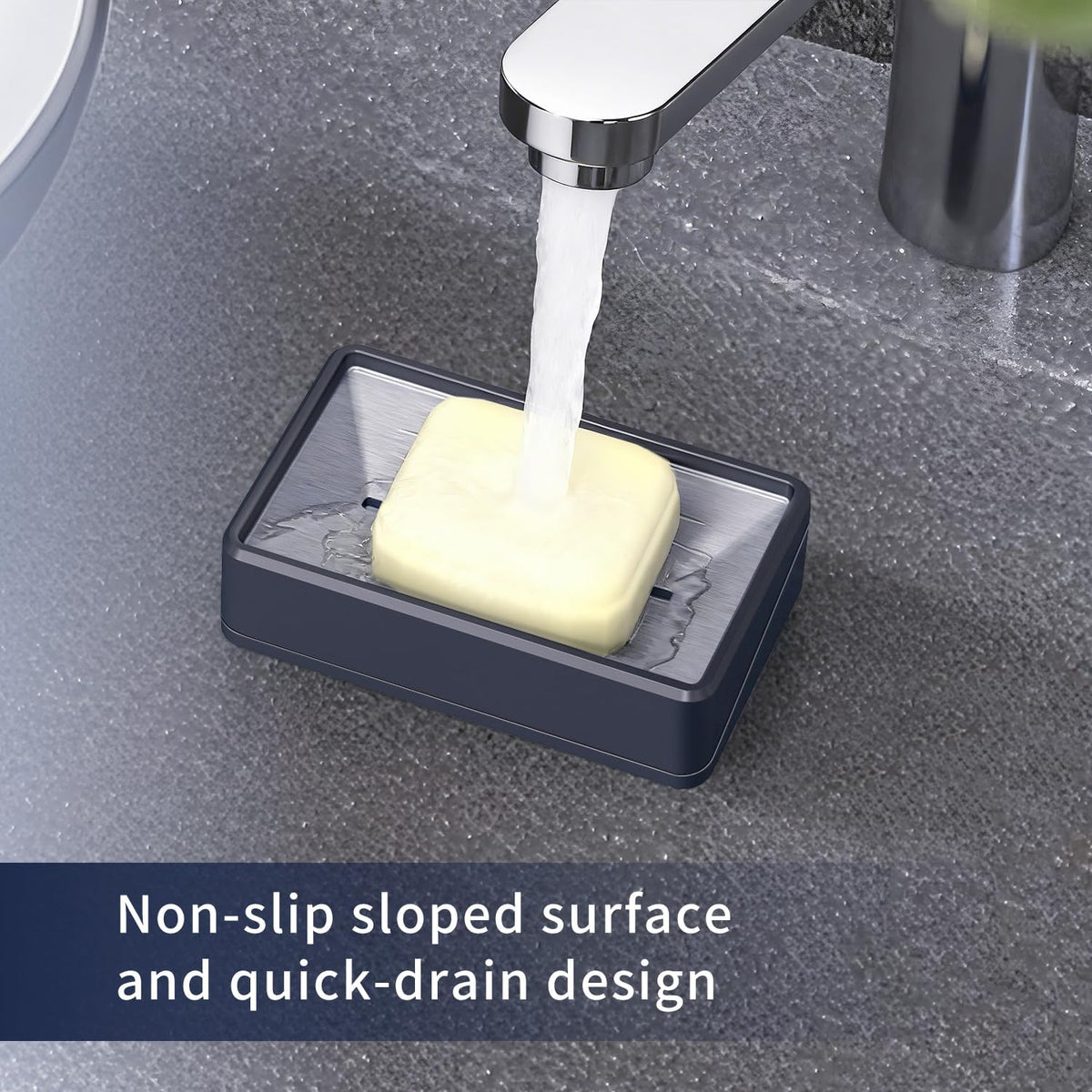 Soap Dish Tray with Drain for Bathroom Shower Kitchen